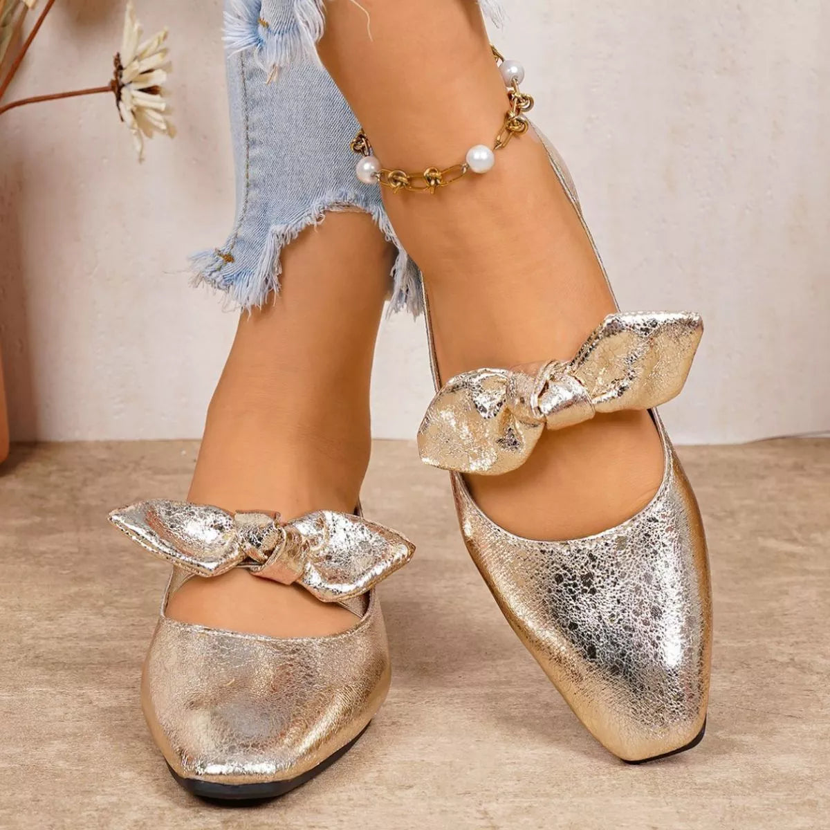 Plush Fashion Hub plush slip-on sandals with bow detail and square toe design, perfect for casual summer wear.