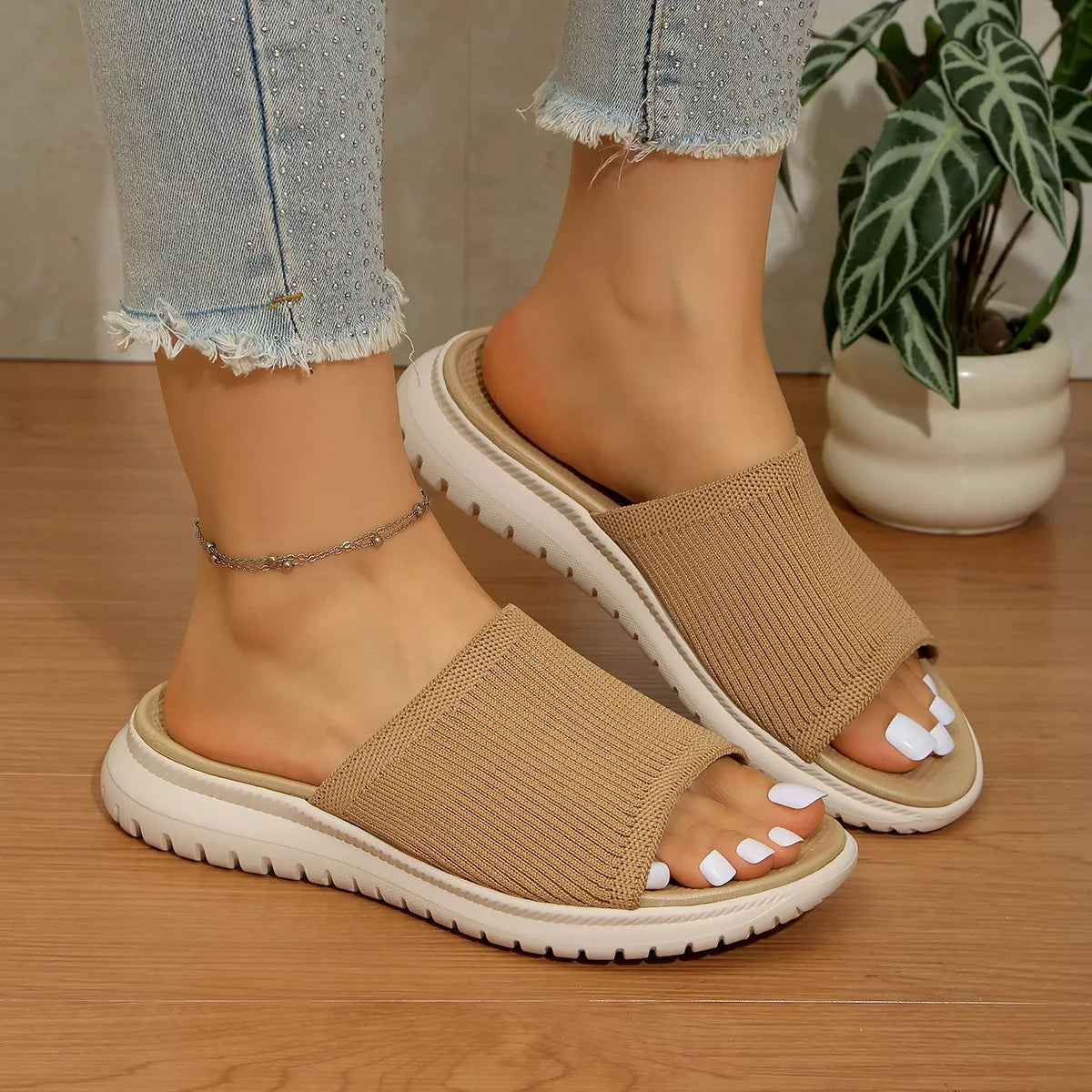 Open toe breathable sandals by Plush Fashion Hub featuring comfortable straps and stylish design for warm weather wear.