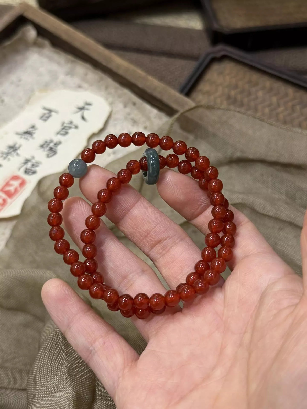 Double layered agate beaded bracelet by Plush Fashion Hub featuring polished natural stone beads and a stylish layered design.