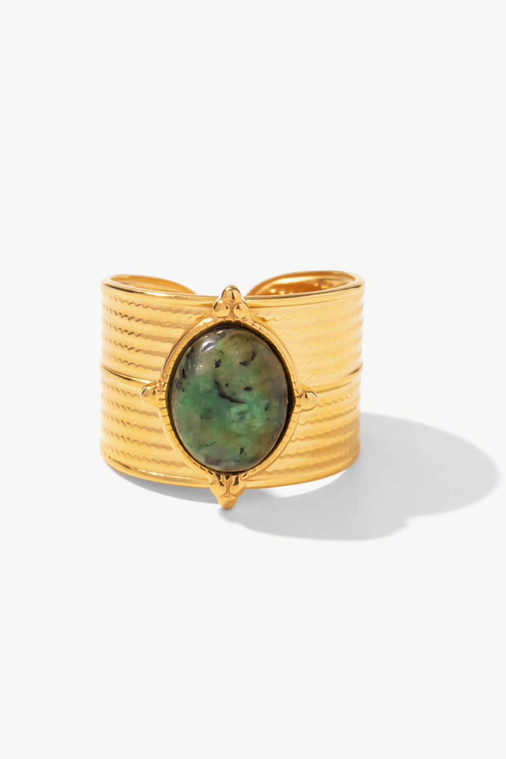 18K gold-plated wide open ring from Plush Fashion Hub featuring a sleek, modern design with a polished finish.