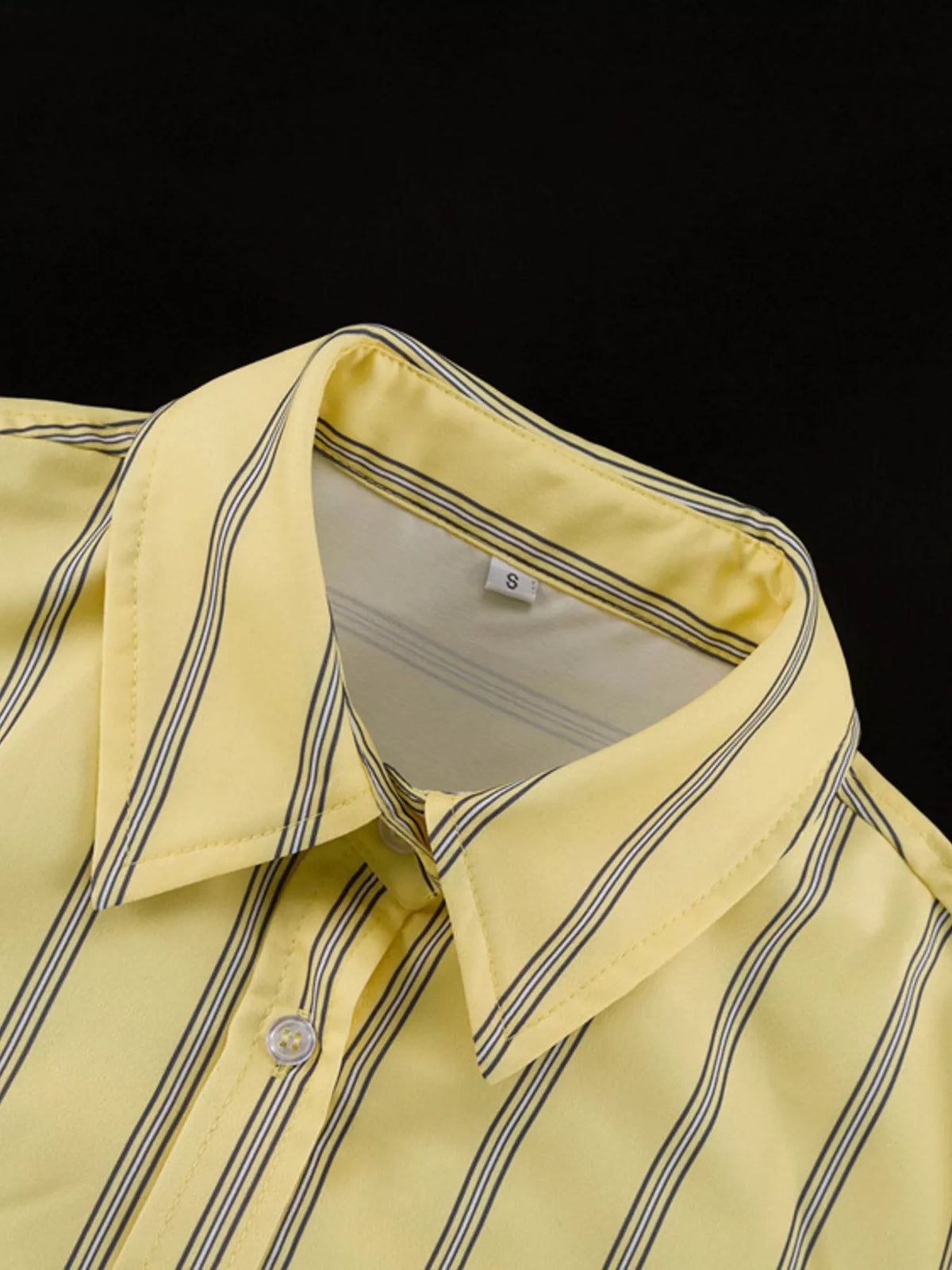 Striped button-up shirt and shorts loungewear set by Plush Fashion Hub, casual and comfortable for relaxed wear.