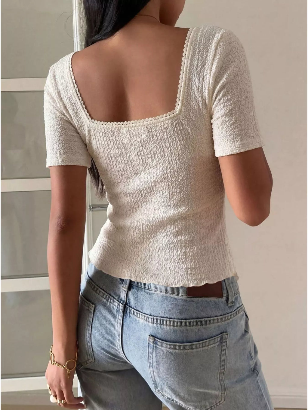 Sweetheart neck layered ruffle top from Trendsi, showcasing feminine design with layered ruffles and a flattering neckline.