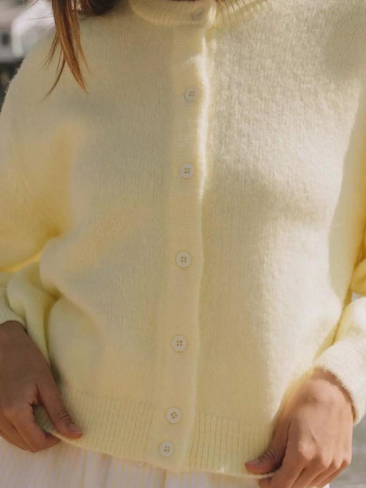 Simply Love button-down knit cardigan with a classic design, featuring a soft texture and front buttons for a cozy, stylish look.