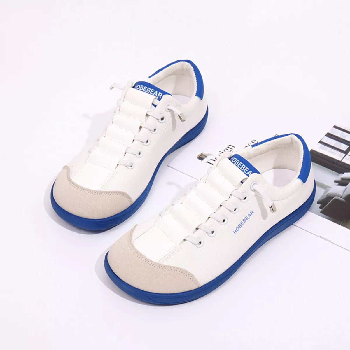 Contrast lace-up casual sneakers by Plush Fashion Hub with PU leather and canvas, featuring stylish design and comfortable fit.