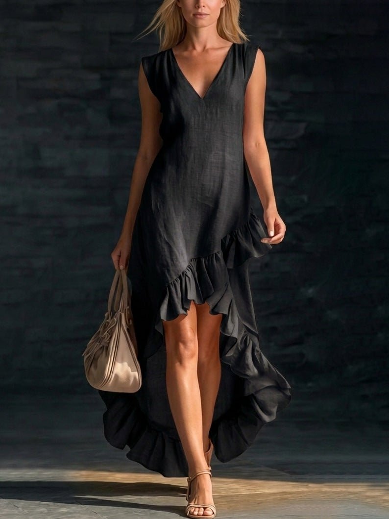 Cotton long sleeveless casual dress for women by FitiqueFit, featuring a relaxed fit and lightweight fabric for comfortable everyday wear.