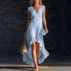 Cotton long sleeveless casual dress for women by FitiqueFit, featuring a relaxed fit and breathable fabric for everyday wear.