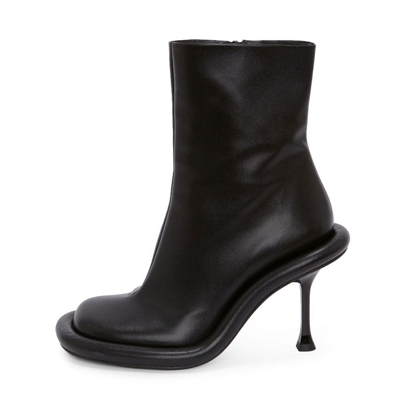LadyShow cowboy round toe high heels boots with western style and decorative stitching, perfect for stylish outdoor wear.