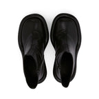 LadyShow.Store cowboy round toe high heels boots featuring Western-style design and classic leather finish.