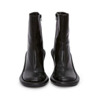 LadyShow.Store cowboy round toe high heels boots featuring rugged cowboy style and leather material.