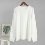 Bella Mia crew neck pullover sweater in a solid color, perfect for autumn and winter, casual and loose fit outerwear.