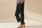 FitiqueFit casual cropped pants with decorative buttons along the side seams, showcasing stylish and comfortable casualwear.