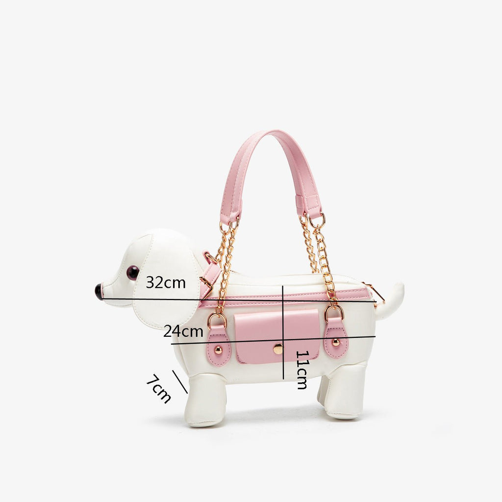 Cute teddy dog-shaped crossbody bag by LadyShow.Store, featuring a plush teddy dog design with a strap for carrying.