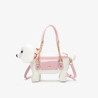 Cute teddy dog-shaped crossbody bag by LadyShow.Store, featuring a soft plush design and adjustable strap for everyday use.
