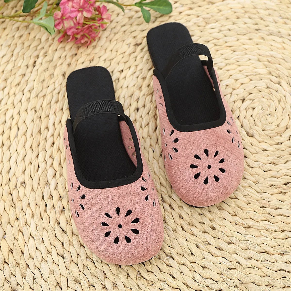 Women's slip-on flats with cutout design and round toe in premium PU leather by Plush Fashion Hub