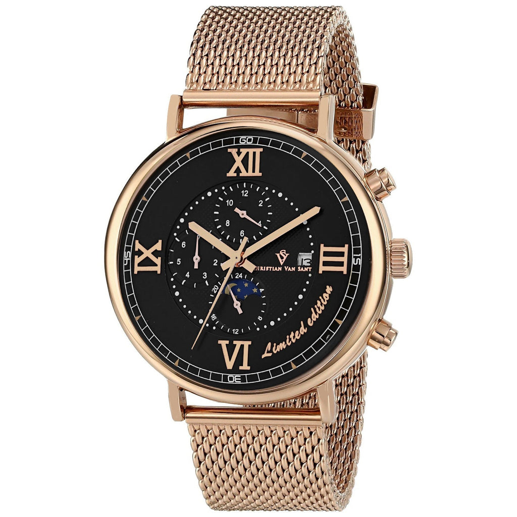 Christian Van Sant Men's Somptueuse LTD watch with a sleek silver dial and leather strap, showcasing elegant timepiece design.