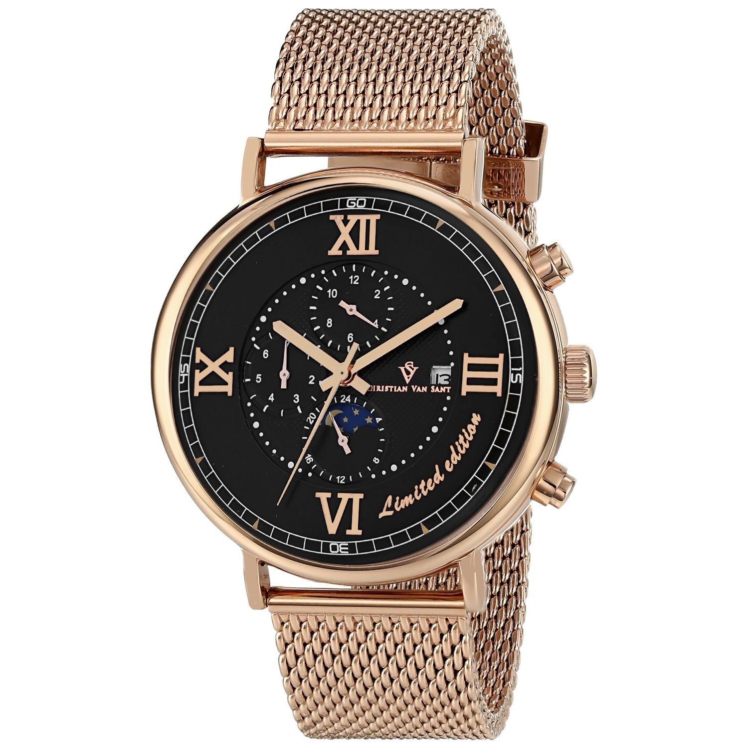 Christian Van Sant Men's Somptueuse LTD watch with a sleek silver dial and leather strap, showcasing elegant timepiece design.
