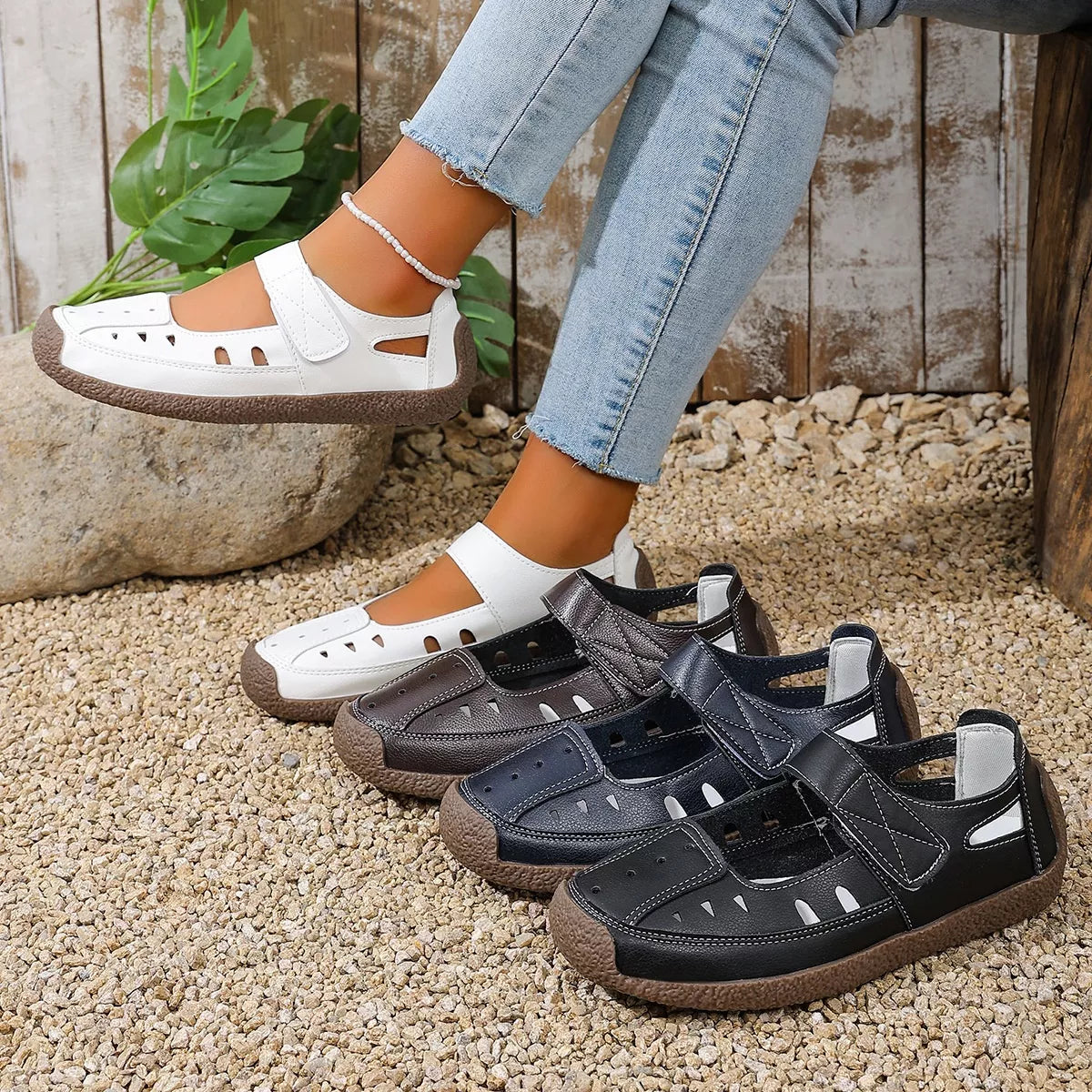 Trendsi round toe platform slip-on footwear with sleek design, showing the comfortable, stylish shoe from a front angle