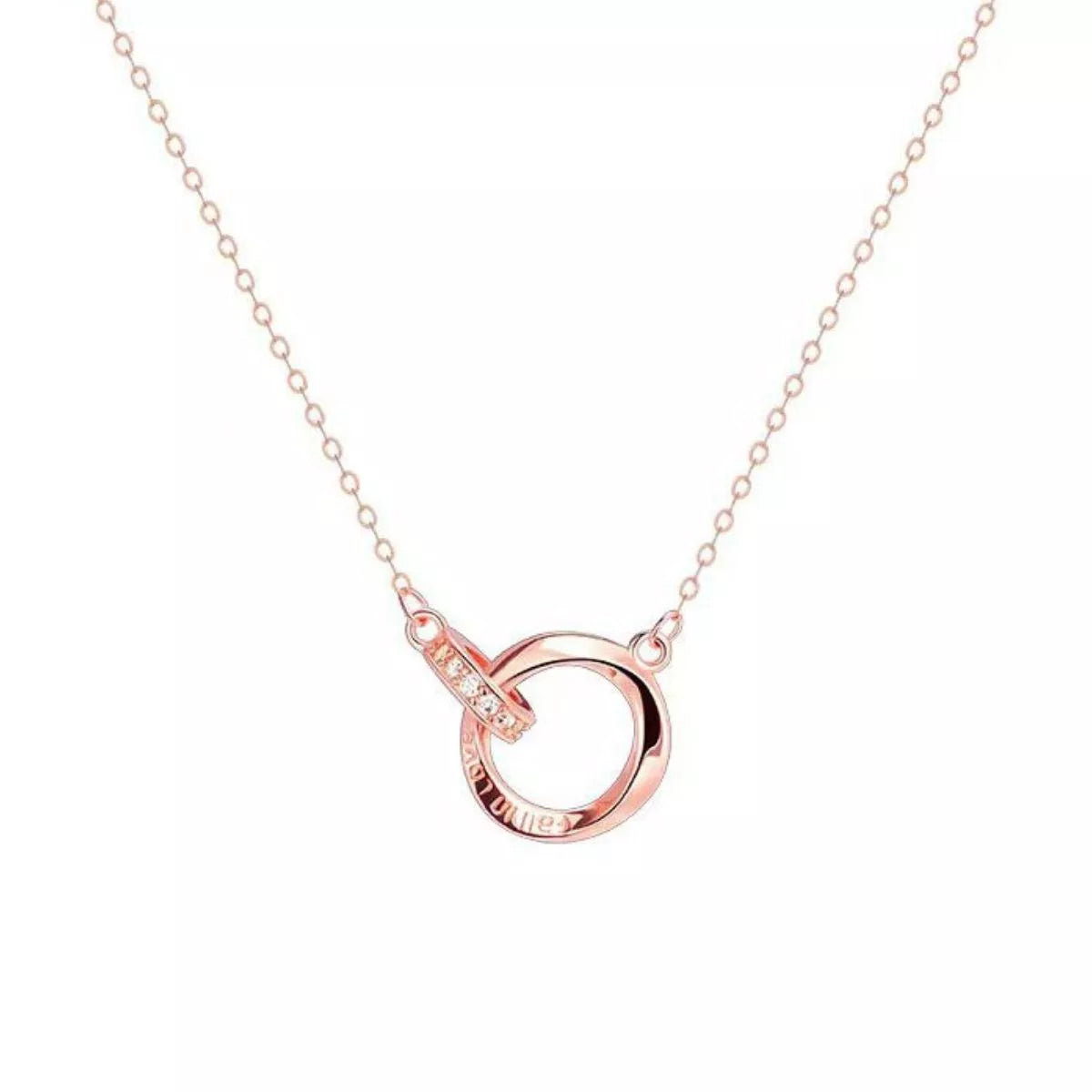 Elegant 18K rose gold-plated sterling silver necklace with delicate chain and subtle shine, perfect for stylish accessories.