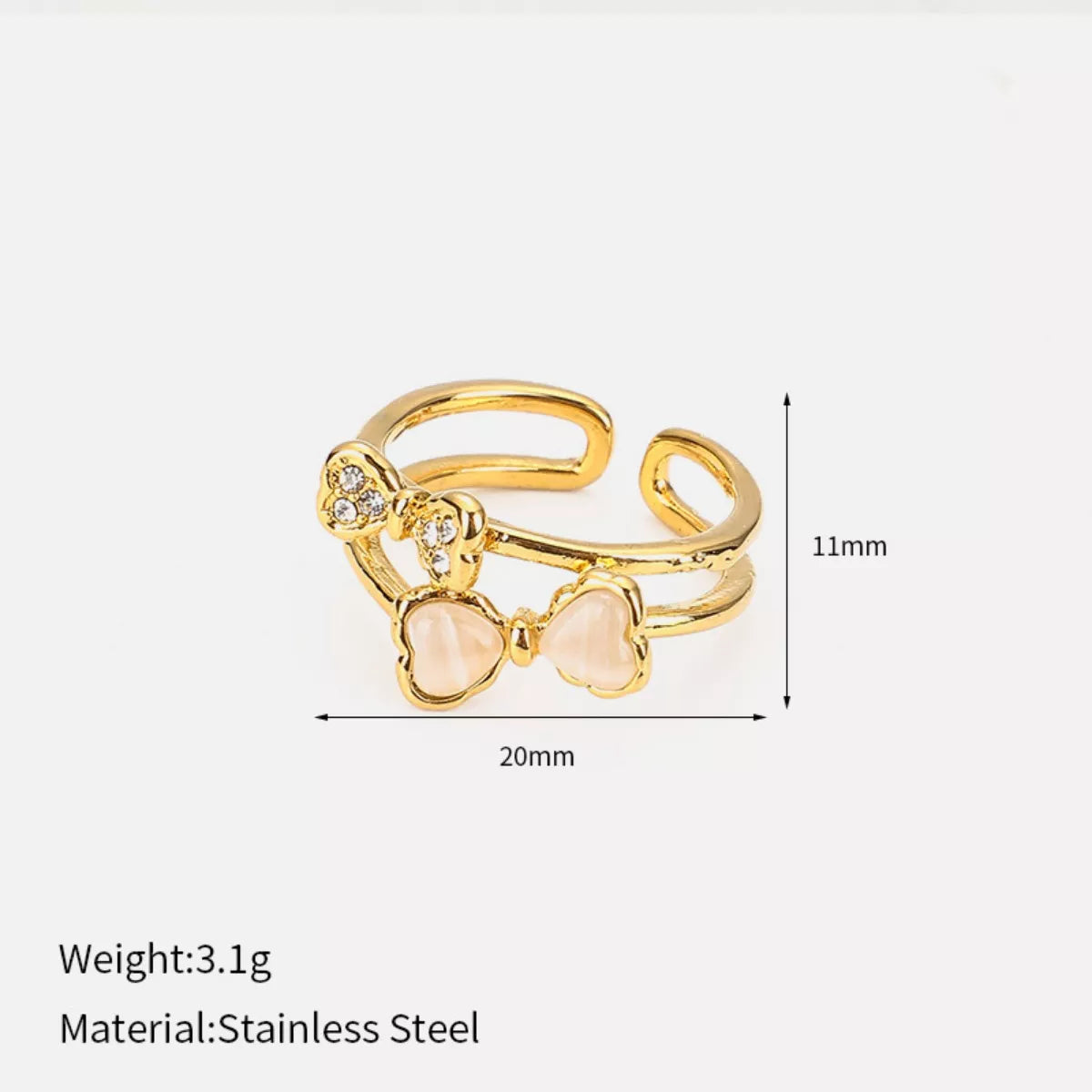Gold-plated bow open ring by Plush Fashion Hub, featuring a sleek, minimalist design in shiny 18K gold finish.