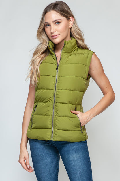 Snobbish Zip Up Turtleneck Vest with Pockets - Plush Fashion Shop #