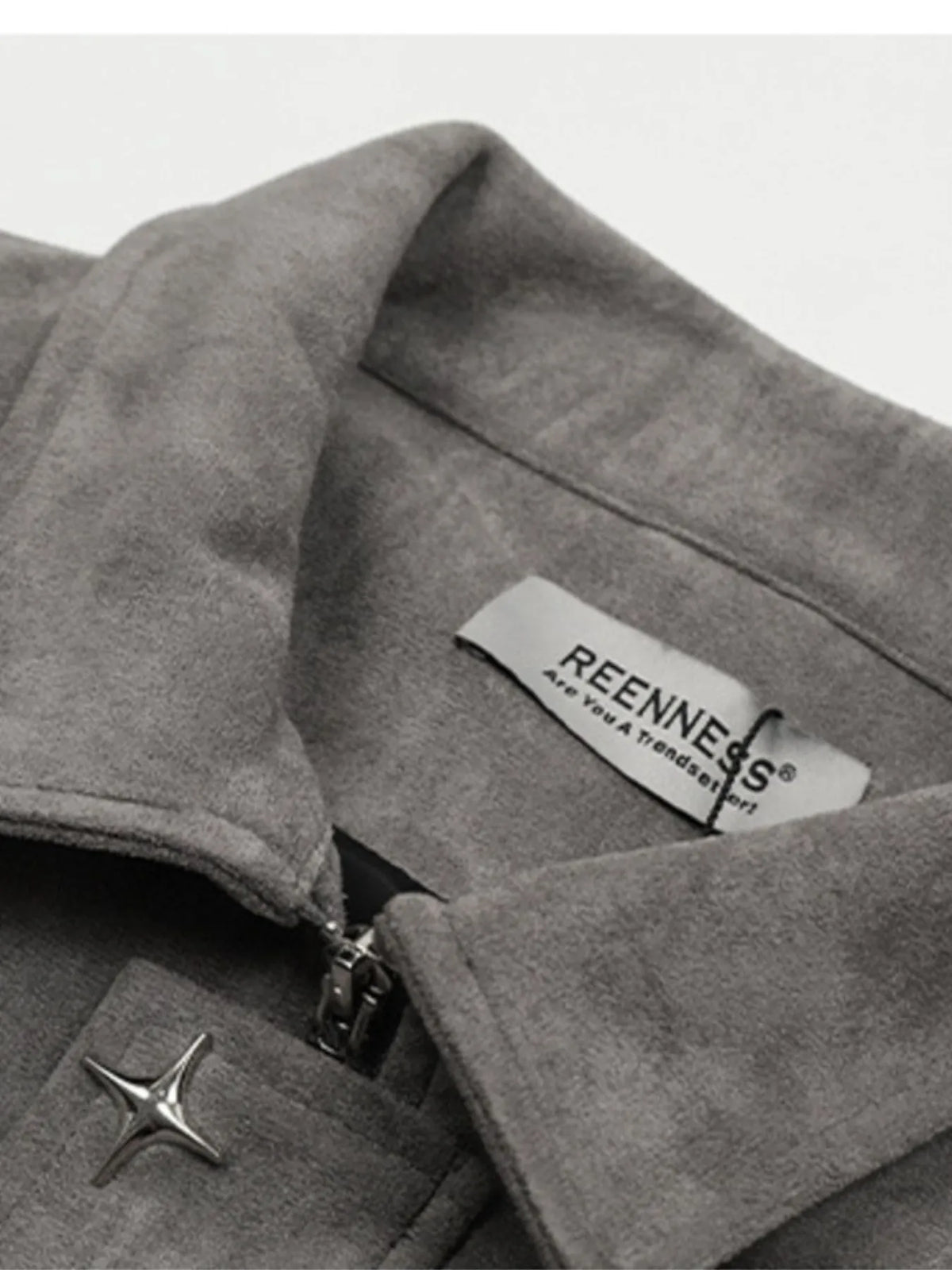 Men's collared neck long sleeve jacket from Trendsi, stylish outerwear with a front zipper and tailored fit, ideal for cooler weather.