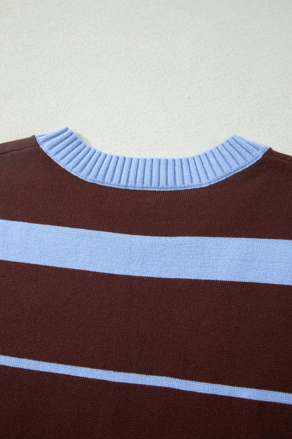 Striped short sleeve round neck casual knit top by Plush Fashion Hub, featuring a comfortable fit and stylish design.