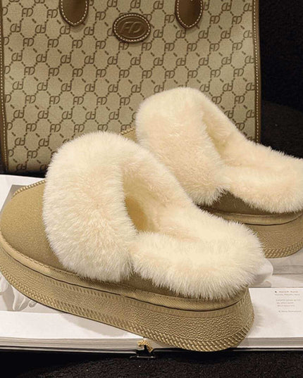 Suede Soft  Round Toe Platform Slippers - Plush Fashion Shop #