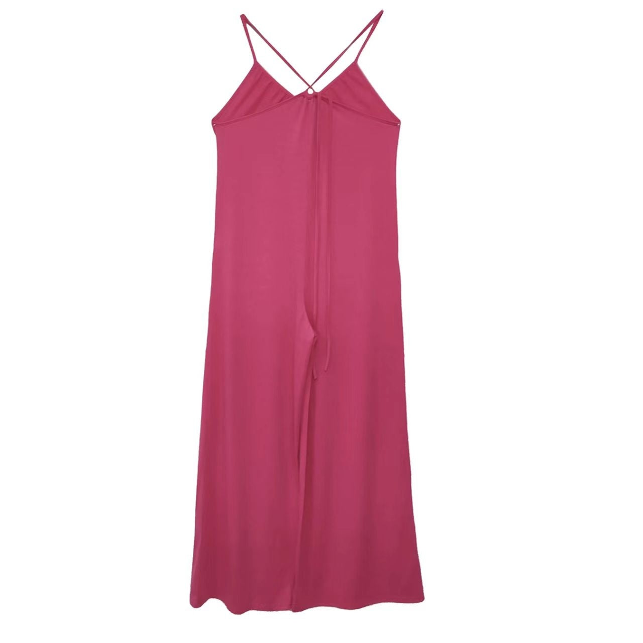 Women's wide-leg camisole jumpsuit with cross-back design, casualwear style, by Plush Fashion Hub, featuring a comfortable and stylish silhouette.