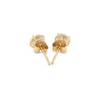 14k yellow gold stud earrings with white hue faceted cubic zirconia, showcasing elegant, sparkling gemstone details.