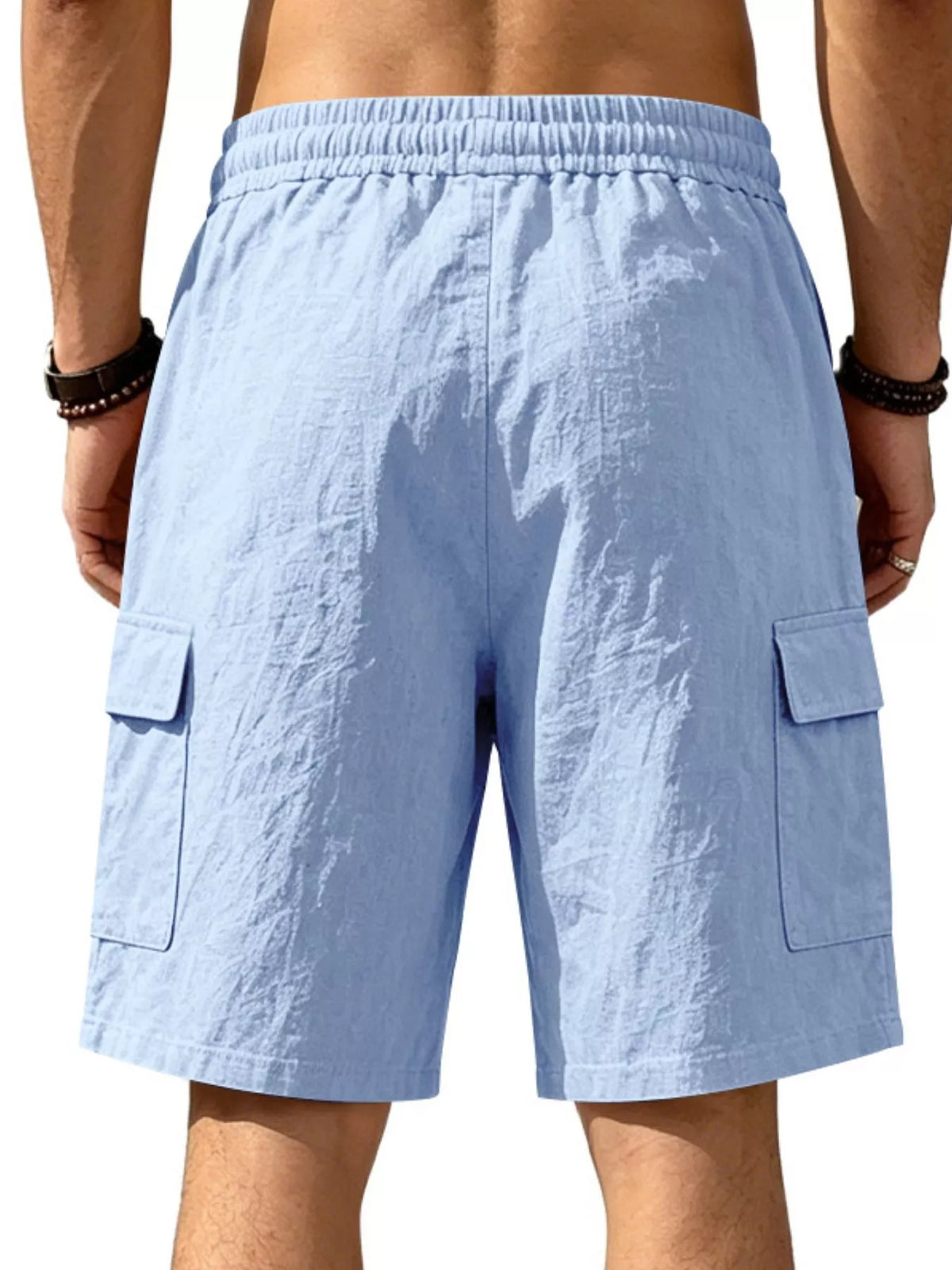 Men's plus size casual cargo shorts by Plush Fashion Hub with drawstring waist, featuring multiple pockets and comfortable fit.