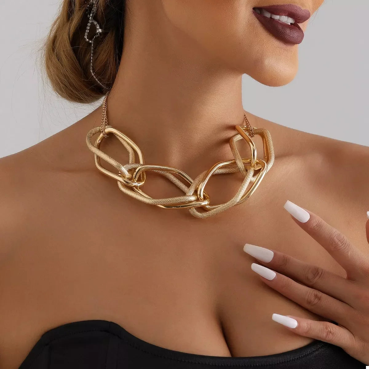 18K gold-plated chain necklace from Plush Fashion Hub, showcasing a delicate and stylish jewelry piece on a plain background.