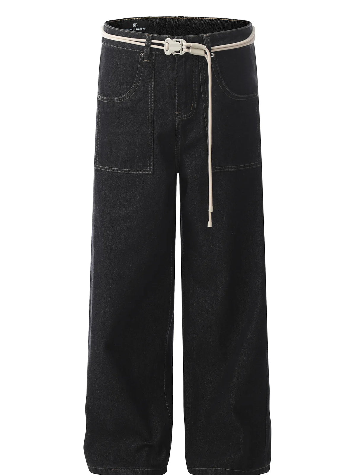 Men's high-waisted wide-leg jeans by Plush Fashion Hub showing front view with classic denim texture and relaxed fit.