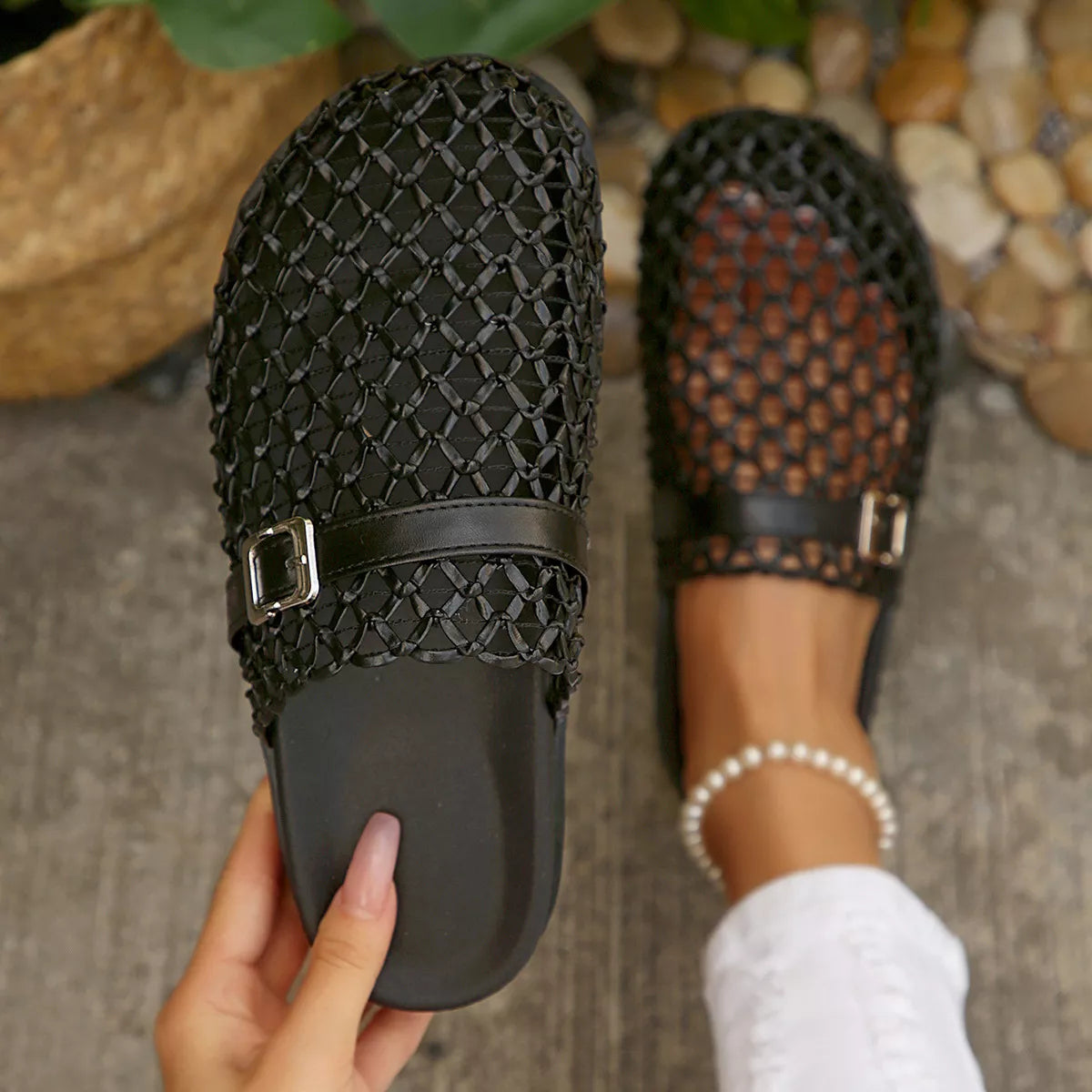 Plush Fashion Hub round toe buckle sandals featuring a stylish design with adjustable straps and a comfortable sole.