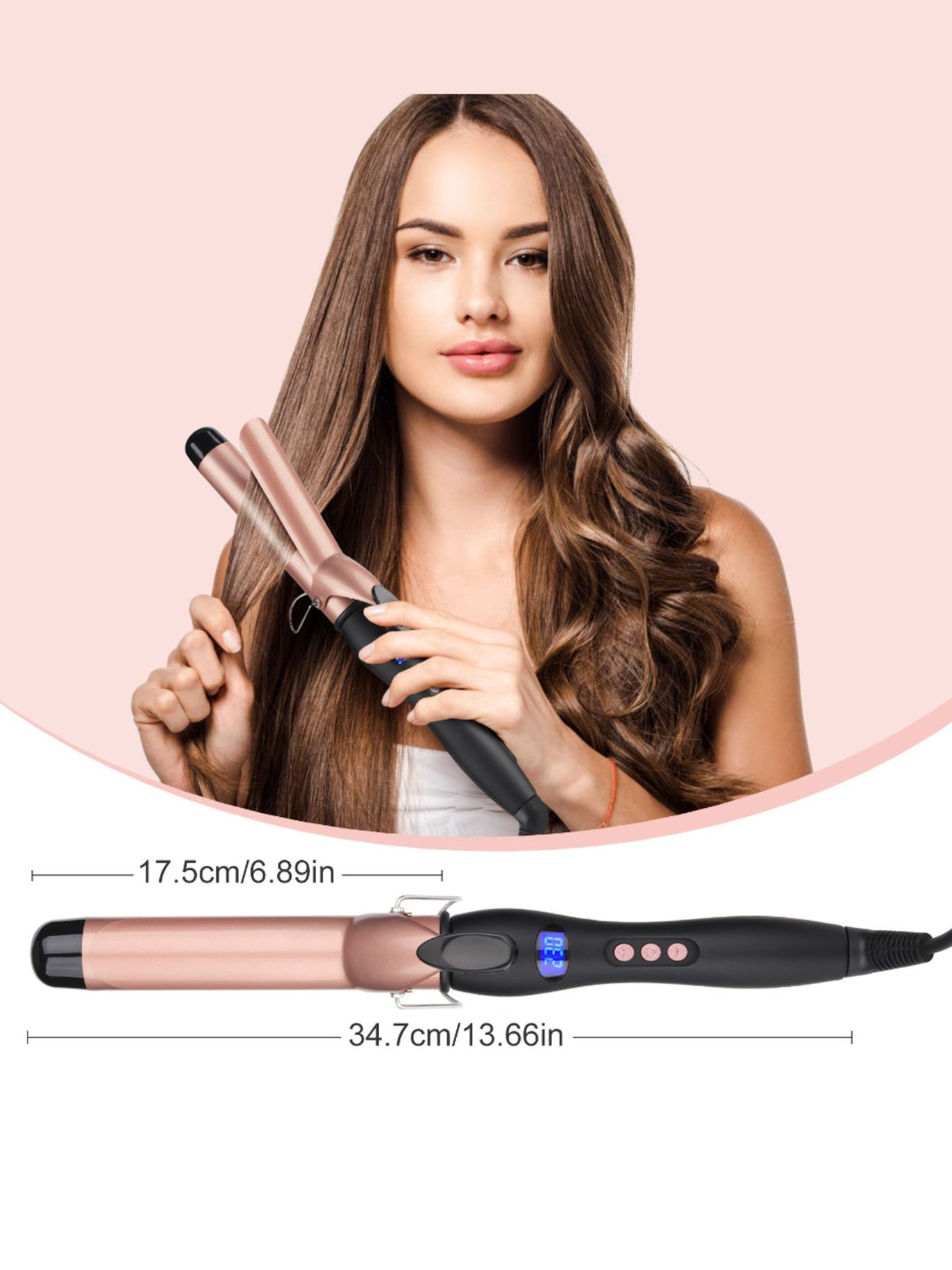 Plush Fashion Hub professional anti-scald ceramic curling iron for hair styling, fast heating and safe use.