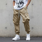 Men’s multi-pocket drawstring cargo pants from FitiqueFit StreetWear collection, featuring multiple pockets and casual street style.