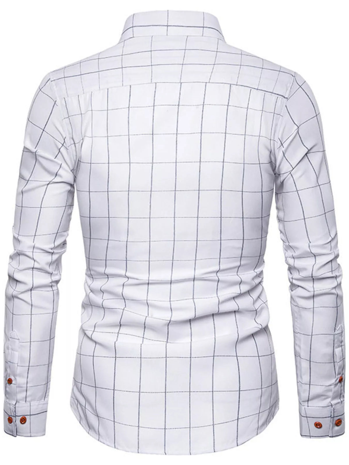Men's plus size classic plaid button-down shirt by Plush Fashion Hub, shown in a close-up of the patterned fabric and collar.