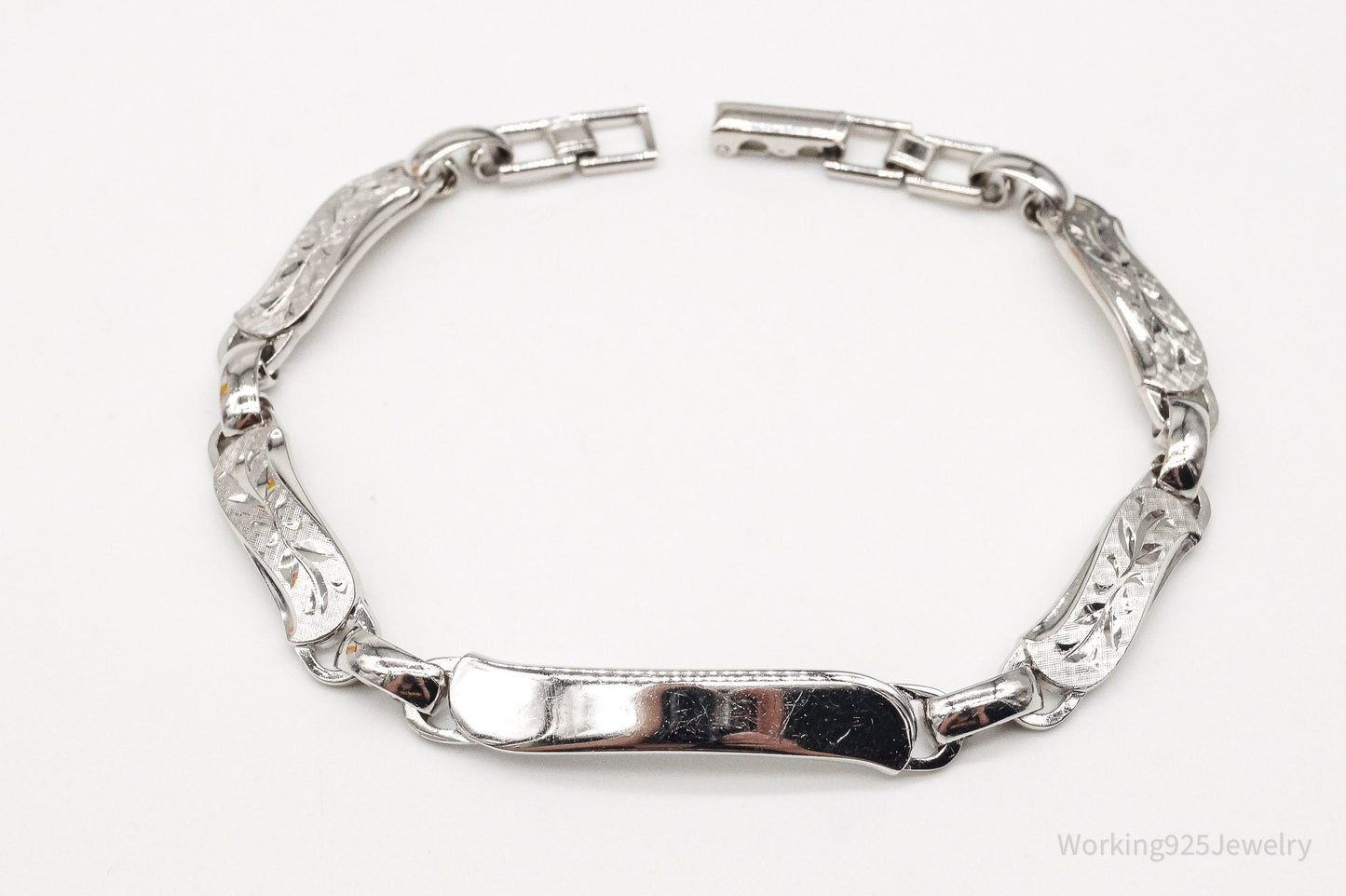 Vintage Designer LaMode Name ID Bar Sterling Silver Bracelet Working 925 Jewelry