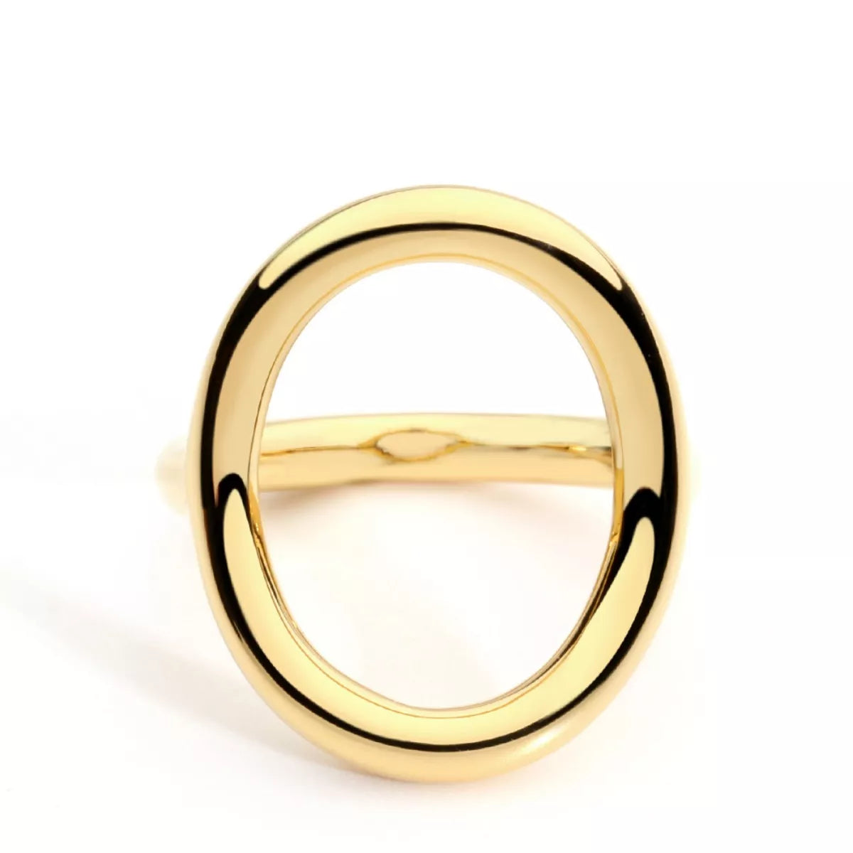 18K gold-plated copper round ring featuring a smooth polished finish, jewelry accessory from Plush Fashion Hub.