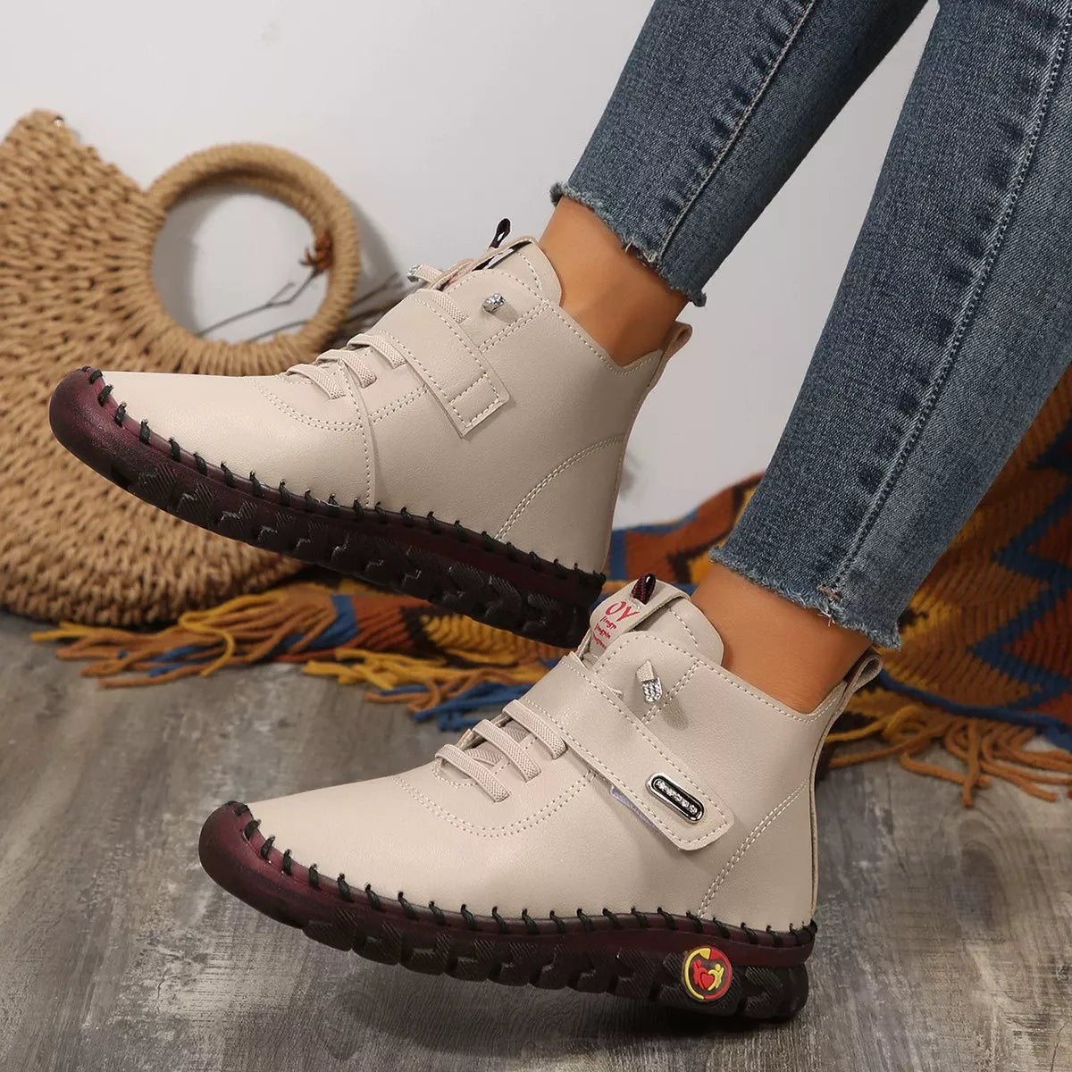 Black lace-up platform ankle boots by Trendsi, featuring chunky heels and stylish design, perfect for a bold fashion statement.