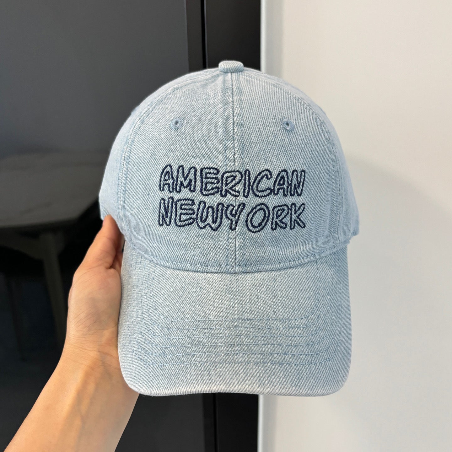 American Retro Washed Denim Peaked Cap by Plush Fashion Hub, Korean style vintage baseball hat with distressed denim finish.
