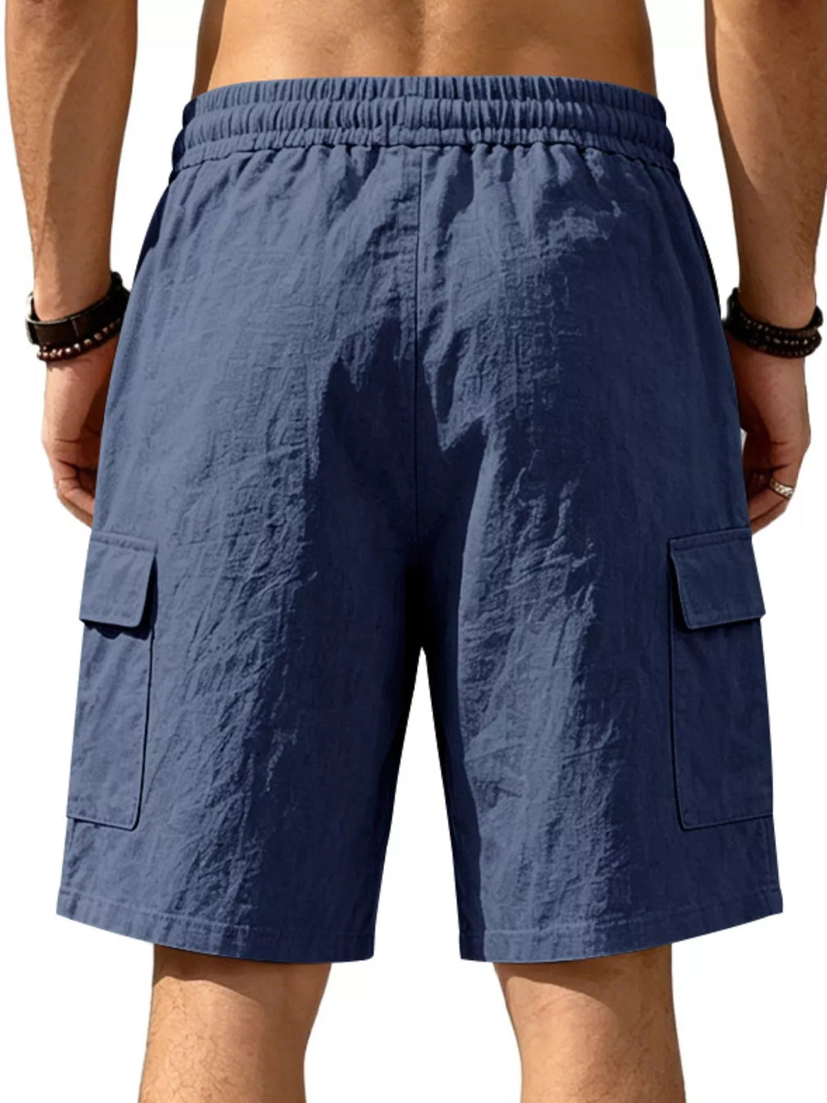 Men's plus size casual cargo shorts with drawstring waist, featuring multiple pockets and comfortable fit, by Plush Fashion Hub.