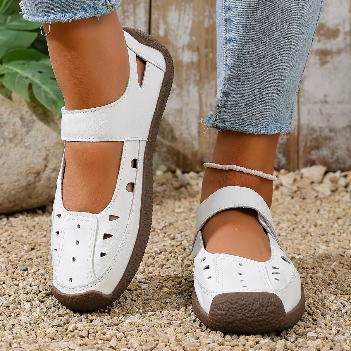 Trendsi round toe platform slip-on footwear with a sleek design, featuring a comfortable slip-on style and elevated sole.