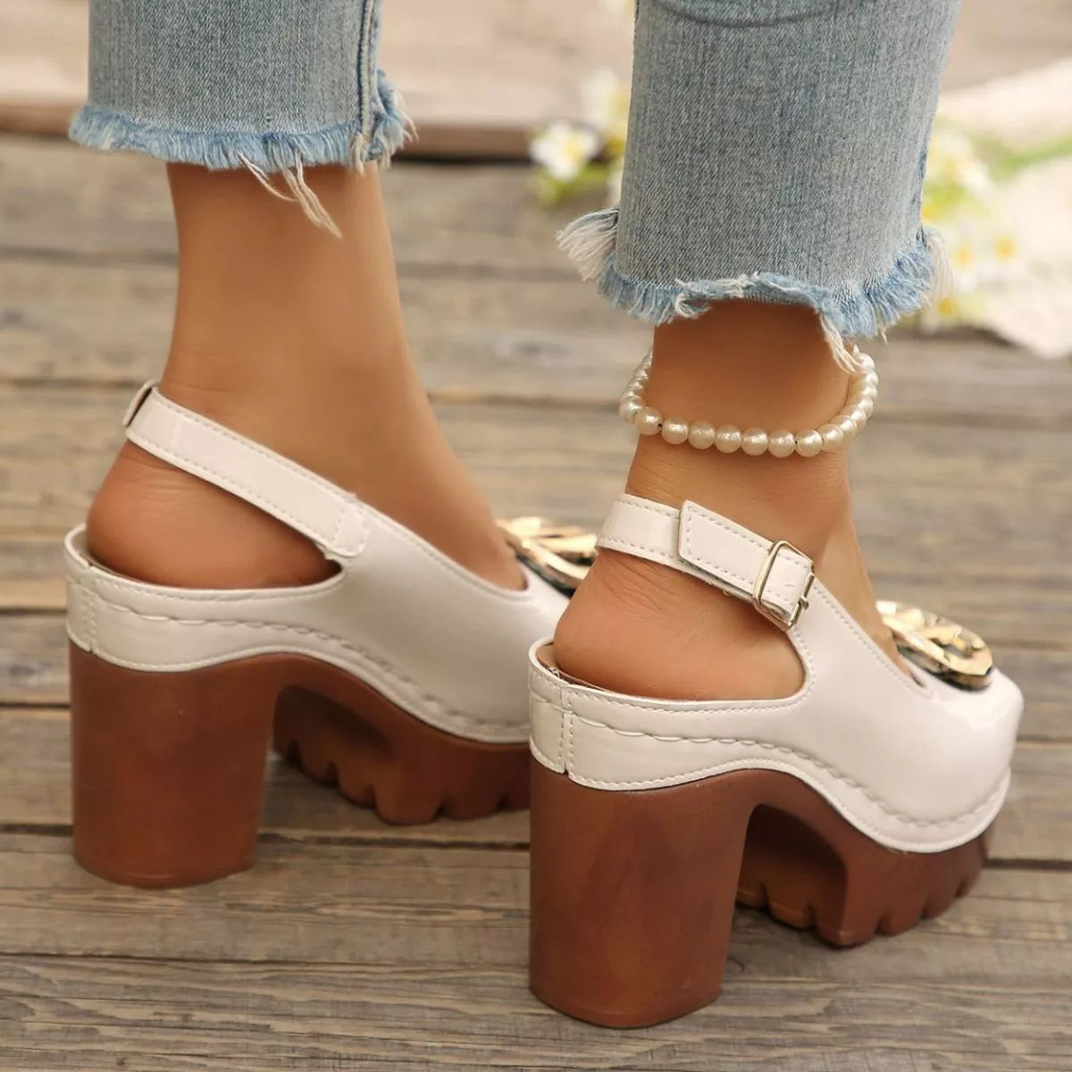 Plush Fashion Hub plush pink peep toe block heel sandals with ankle strap and chunky heel, stylish and comfortable for summer wear.