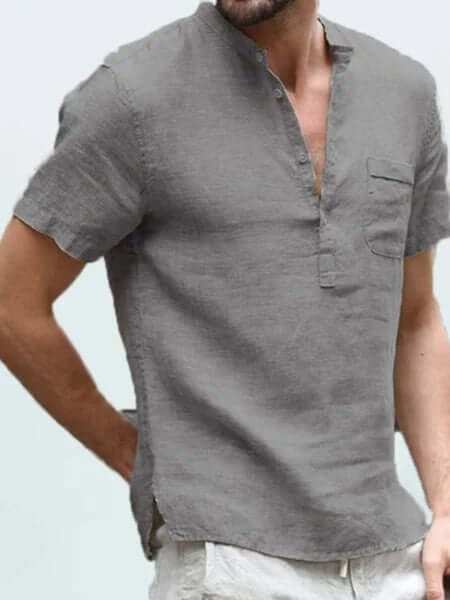 Casual Linen Solid Color Shirt Button V Neck Men Summer TopsElevate your summer style with our Casual Linen Solid Color Shirt! The unique design and variety of colors allow for endless options to match your personal style. MaMen's Polo ShirtsPlush Fashions ShopPlush Fashion Shop