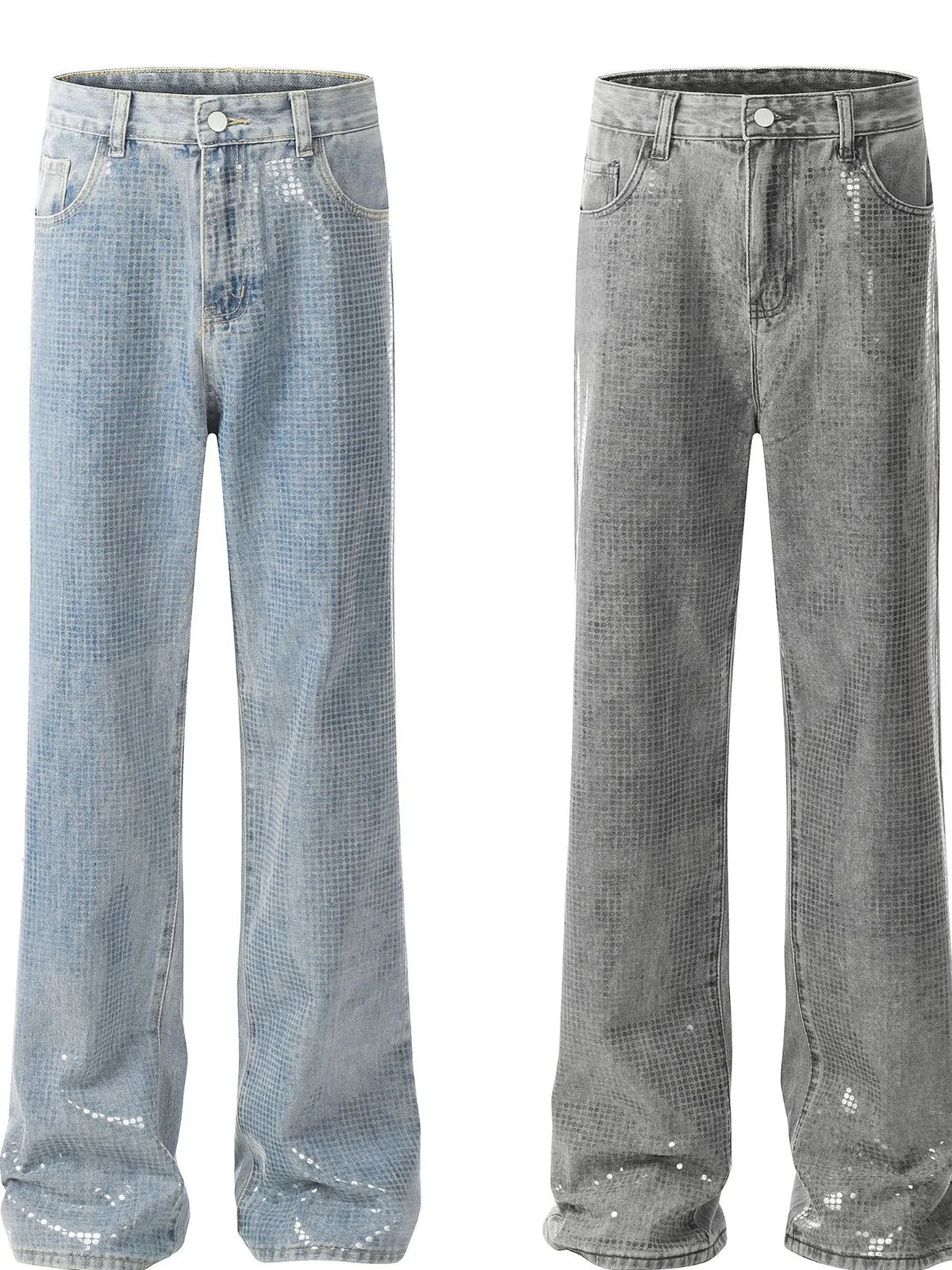 Men's straight-leg denim jeans by Plush Fashion Hub, showing classic blue denim with a relaxed fit and five-pocket design.