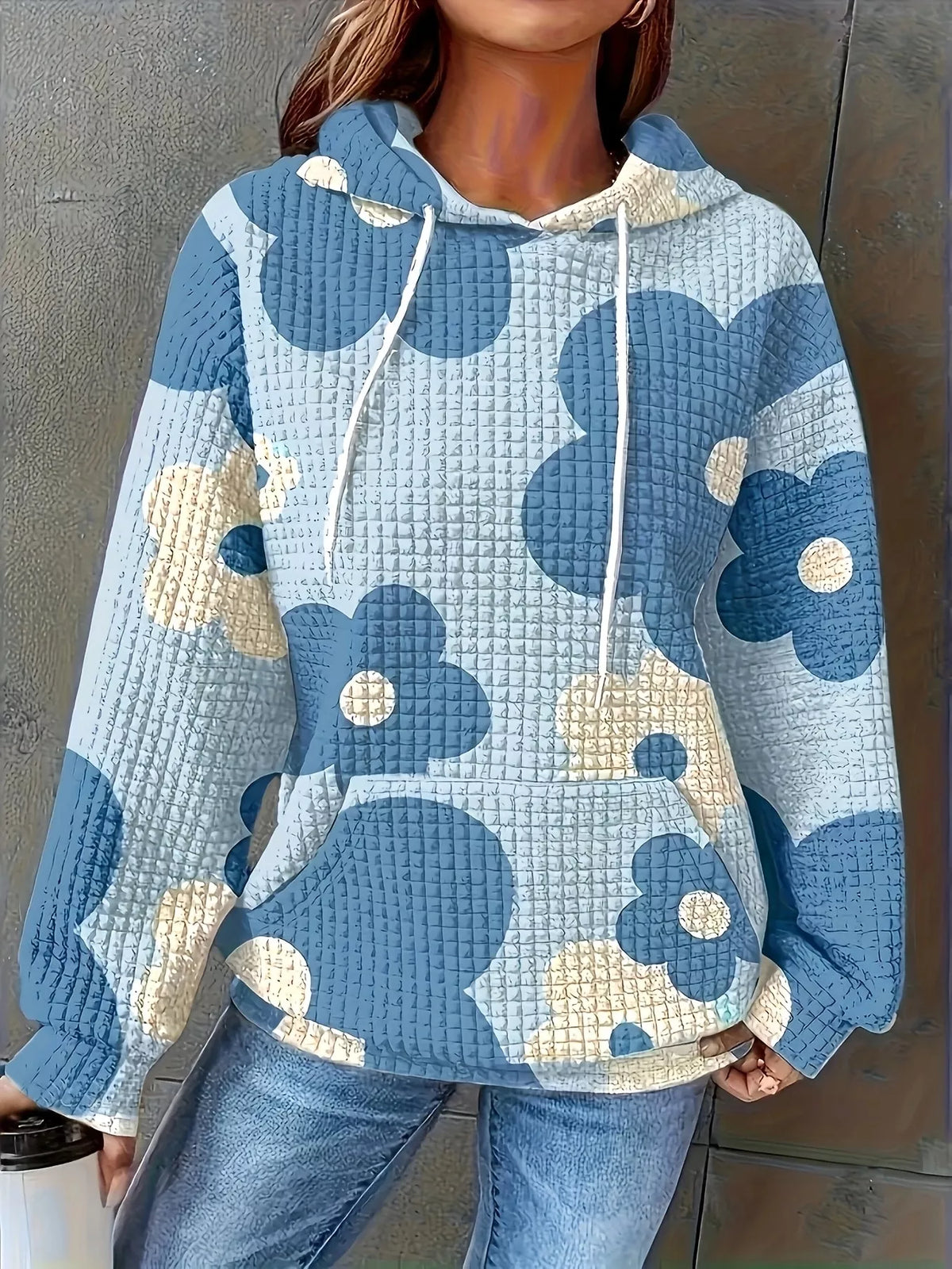 Simply Love floral print hoodie with colorful flower design on soft fabric, casual style, perfect for everyday wear.