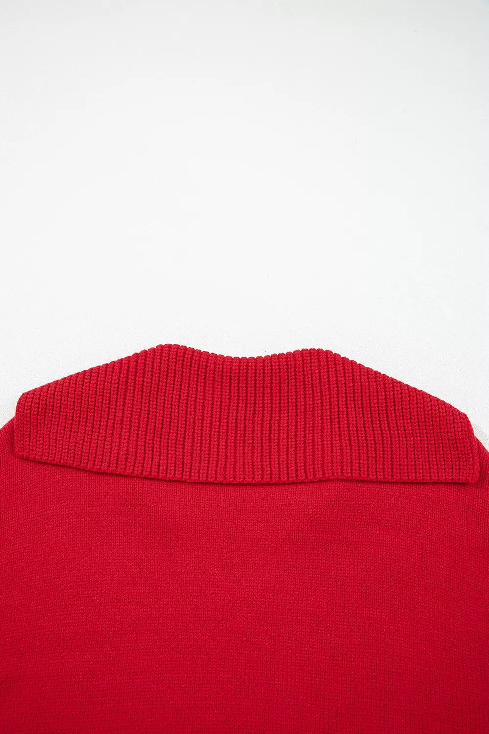 Women’s ribbed hem long sleeve sweater by Trendsi, featuring a cozy knit design and fitted ribbed cuffs.