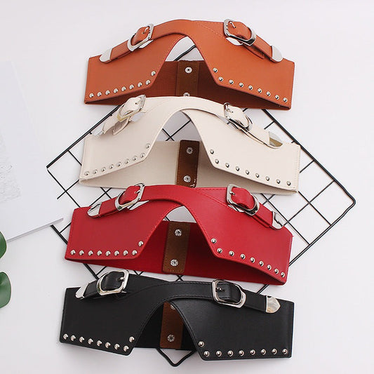 Women's Decorative Elastic Rivets, Wide BeltsTransform any outfit with our Women's Belts. Made with durable PU material, these simple yet stylish belts feature elastic waist closure and decorative rivets for a BeltsPlush Fashions ShopPlush Fashion Shop