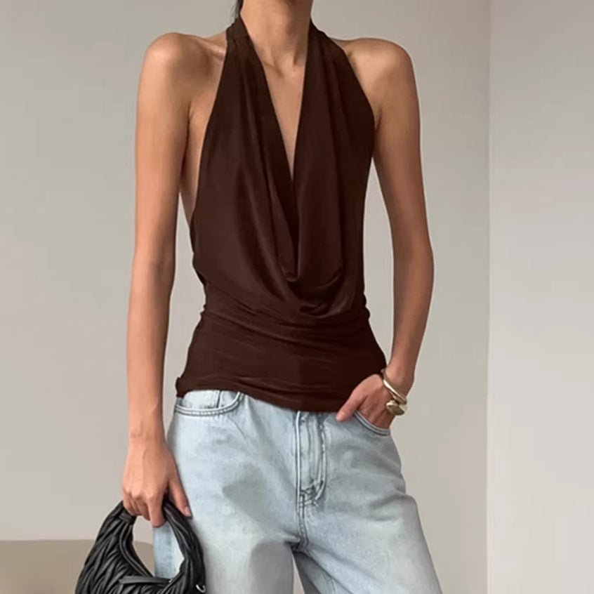FitiqueFit women's knitted backless boat-neck top, casualwear fashion with a stylish, open-back design and classic boat neckline.