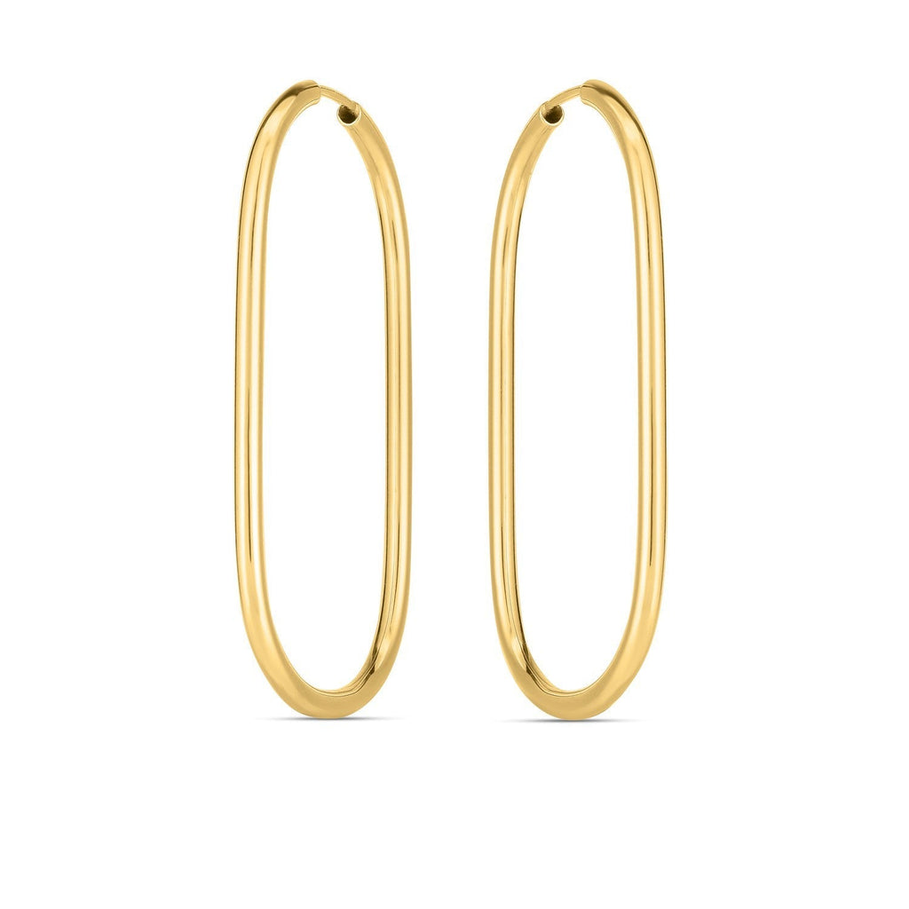 14k yellow gold large paperclip hoop earrings with a sleek, minimalist design, featuring smooth, polished gold links.